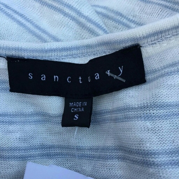 NWT Sanctuary Cold Shoulder Top Blue/Ivory S - Picture 6 of 7